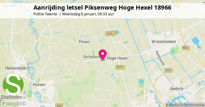 Aanrijding letsel Piksenweg Hoge Hexel 18966