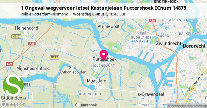 1 Ongeval wegvervoer letsel Kastanjelaan Puttershoek ICnum 14875