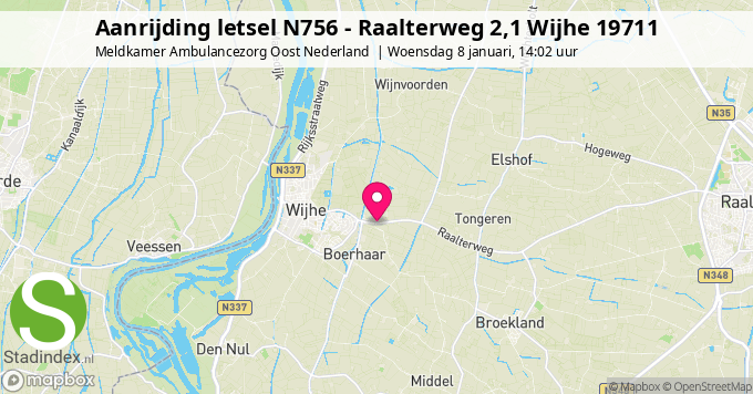 Aanrijding letsel N756 - Raalterweg 2,1 Wijhe 19711