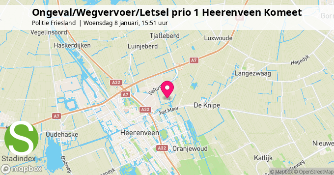 Ongeval/Wegvervoer/Letsel prio 1 Heerenveen Komeet