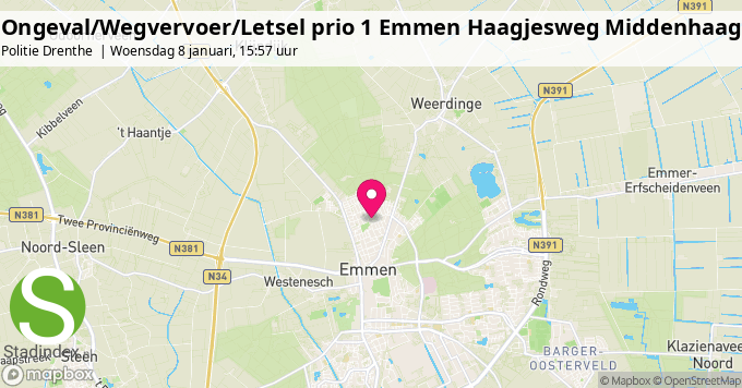 Ongeval/Wegvervoer/Letsel prio 1 Emmen Haagjesweg Middenhaag