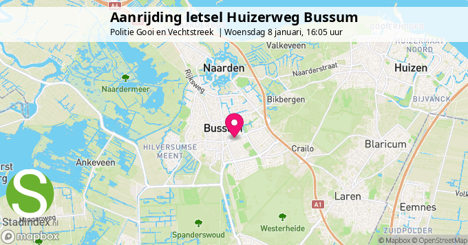 Aanrijding letsel Huizerweg Bussum