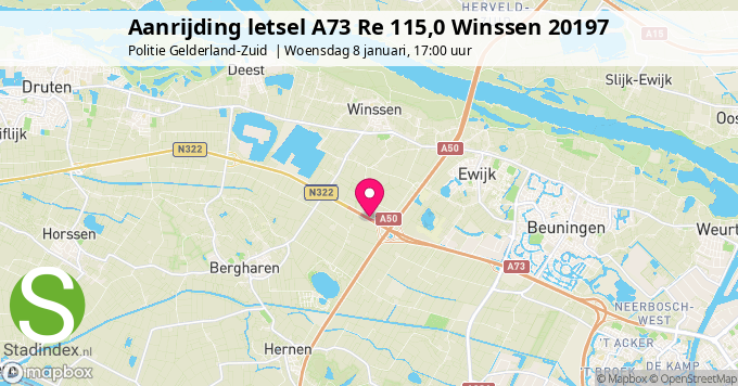 Aanrijding letsel A73 Re 115,0 Winssen 20197