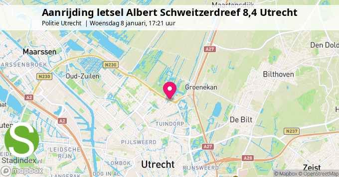 Aanrijding letsel Albert Schweitzerdreef 8,4 Utrecht