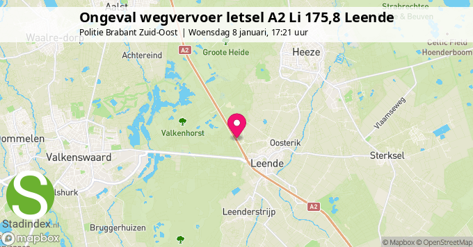 Ongeval wegvervoer letsel A2 Li 175,8 Leende