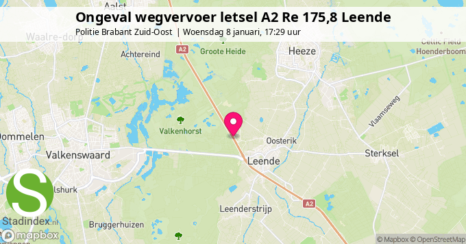 Ongeval wegvervoer letsel A2 Re 175,8 Leende