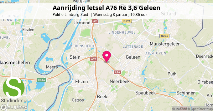 Aanrijding letsel A76 Re 3,6 Geleen