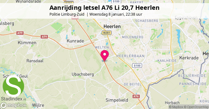 Aanrijding letsel A76 Li 20,7 Heerlen