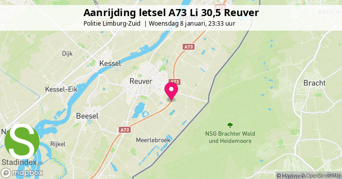 Aanrijding letsel A73 Li 30,5 Reuver