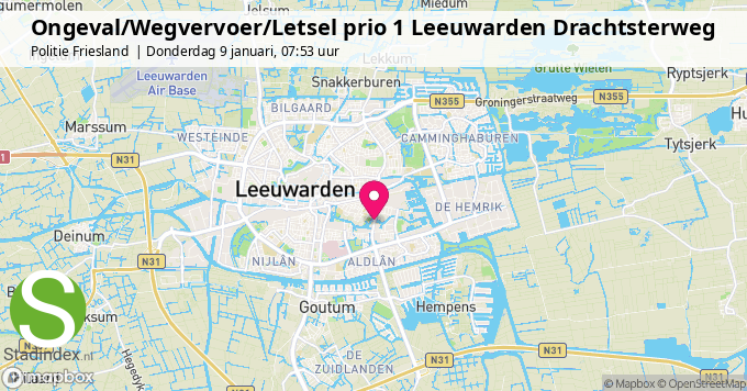 Ongeval/Wegvervoer/Letsel prio 1 Leeuwarden Drachtsterweg