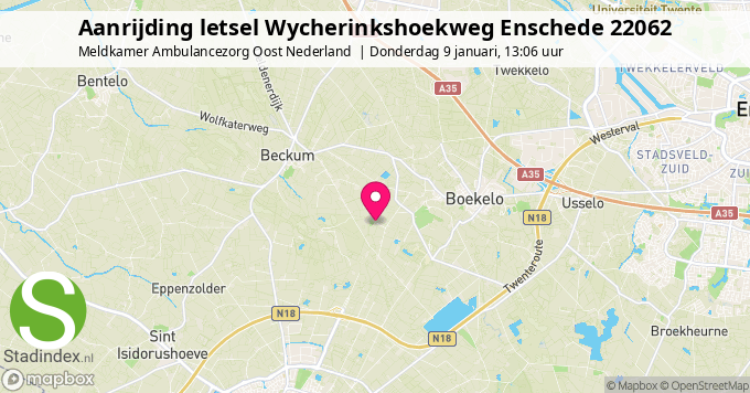 Aanrijding letsel Wycherinkshoekweg Enschede 22062