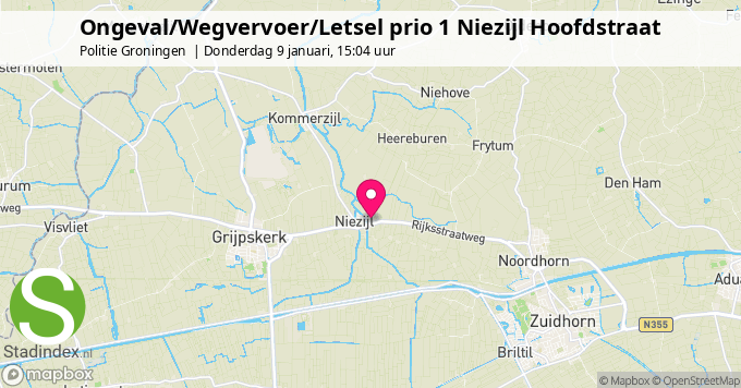 Ongeval/Wegvervoer/Letsel prio 1 Niezijl Hoofdstraat