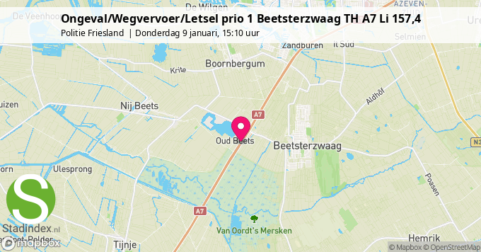 Ongeval/Wegvervoer/Letsel prio 1 Beetsterzwaag TH A7 Li 157,4