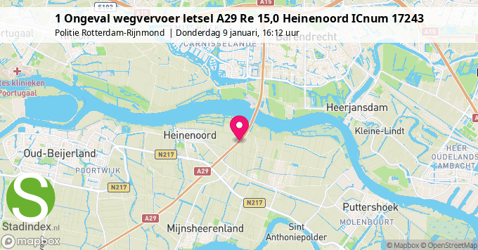 1 Ongeval wegvervoer letsel A29 Re 15,0 Heinenoord ICnum 17243