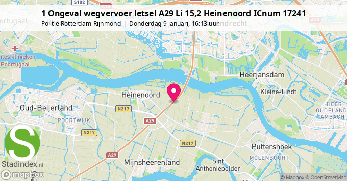 1 Ongeval wegvervoer letsel A29 Li 15,2 Heinenoord ICnum 17241