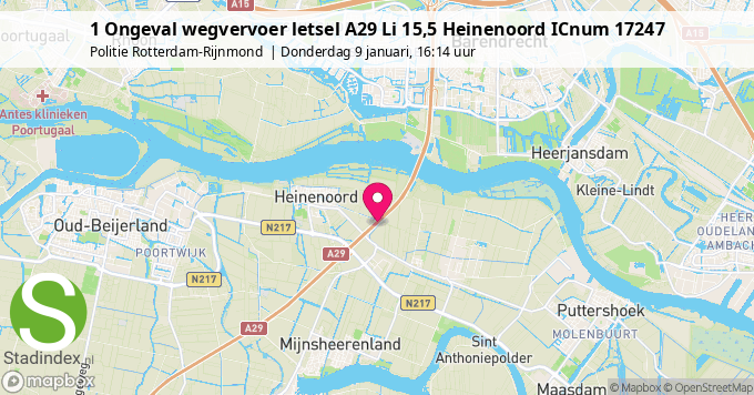 1 Ongeval wegvervoer letsel A29 Li 15,5 Heinenoord ICnum 17247