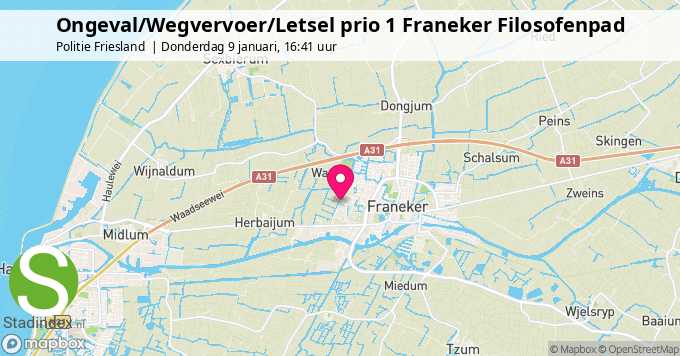 Ongeval/Wegvervoer/Letsel prio 1 Franeker Filosofenpad