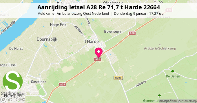 Aanrijding letsel A28 Re 71,7 t Harde 22664