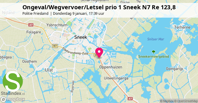 Ongeval/Wegvervoer/Letsel prio 1 Sneek N7 Re 123,8