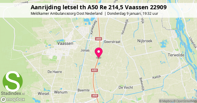 Aanrijding letsel th A50 Re 214,5 Vaassen 22909