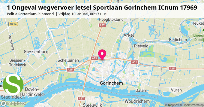 1 Ongeval wegvervoer letsel Sportlaan Gorinchem ICnum 17969