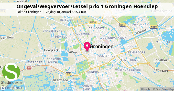 Ongeval/Wegvervoer/Letsel prio 1 Groningen Hoendiep