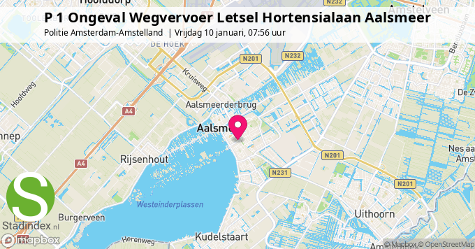 P 1 Ongeval Wegvervoer Letsel Hortensialaan Aalsmeer