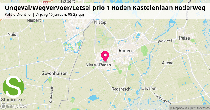 Ongeval/Wegvervoer/Letsel prio 1 Roden Kastelenlaan Roderweg