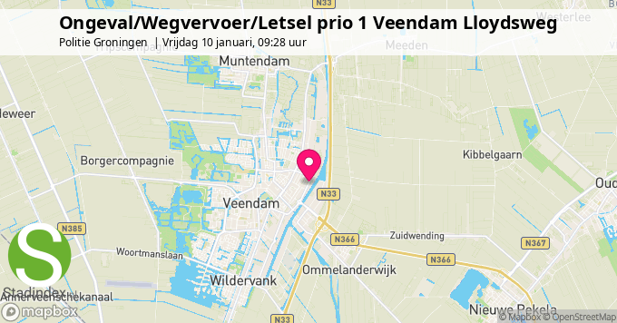 Ongeval/Wegvervoer/Letsel prio 1 Veendam Lloydsweg