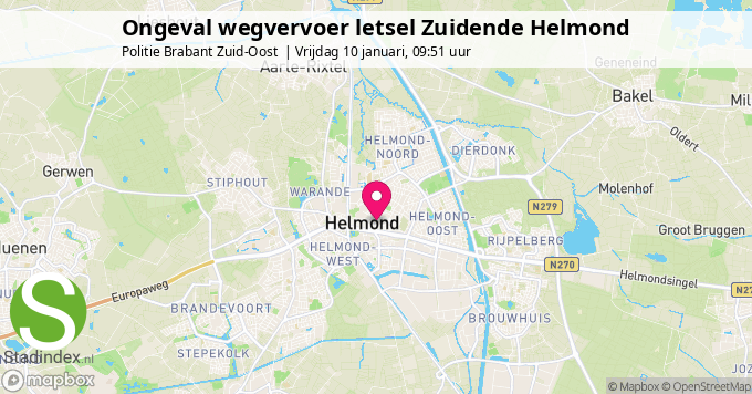 Ongeval wegvervoer letsel Zuidende Helmond