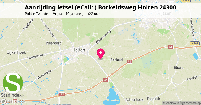 Aanrijding letsel (eCall: ) Borkeldsweg Holten 24300