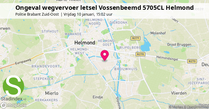 Ongeval wegvervoer letsel Vossenbeemd 5705CL Helmond