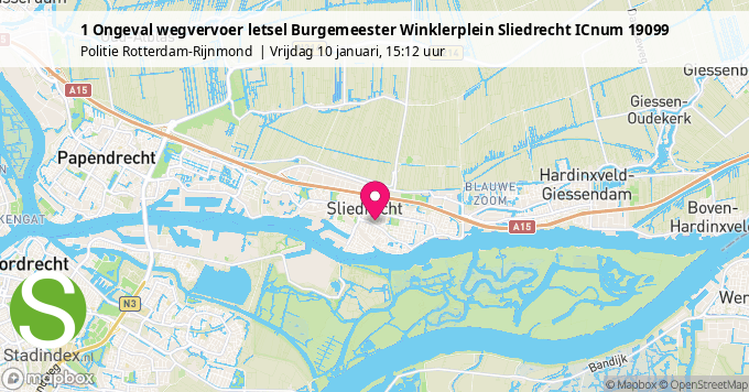 1 Ongeval wegvervoer letsel Burgemeester Winklerplein Sliedrecht ICnum 19099