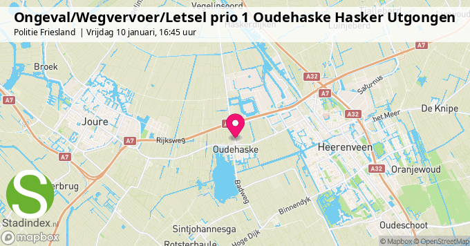 Ongeval/Wegvervoer/Letsel prio 1 Oudehaske Hasker Utgongen