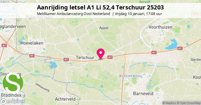 Aanrijding letsel A1 Li 52,4 Terschuur 25203