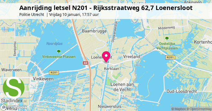 Aanrijding letsel N201 - Rijksstraatweg 62,7 Loenersloot