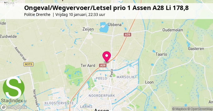 Ongeval/Wegvervoer/Letsel prio 1 Assen A28 Li 178,8