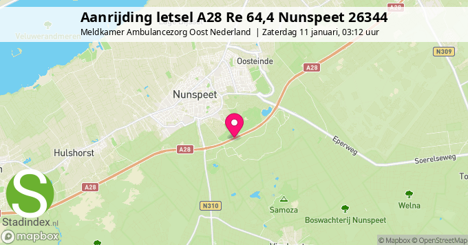 Aanrijding letsel A28 Re 64,4 Nunspeet 26344