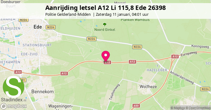 Aanrijding letsel A12 Li 115,8 Ede 26398