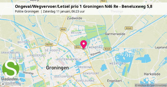 Ongeval/Wegvervoer/Letsel prio 1 Groningen N46 Re - Beneluxweg 5,8