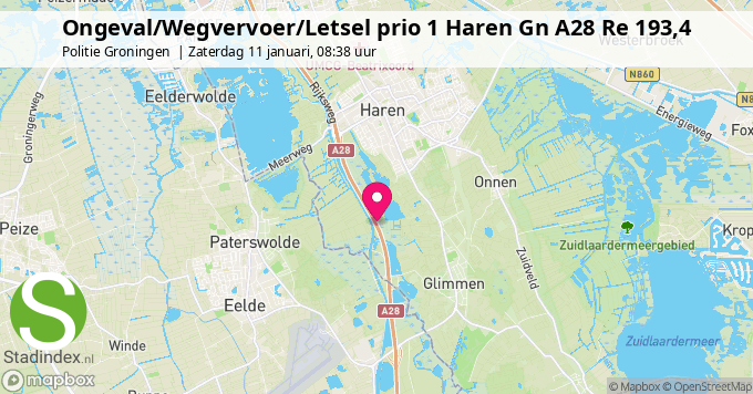 Ongeval/Wegvervoer/Letsel prio 1 Haren Gn A28 Re 193,4