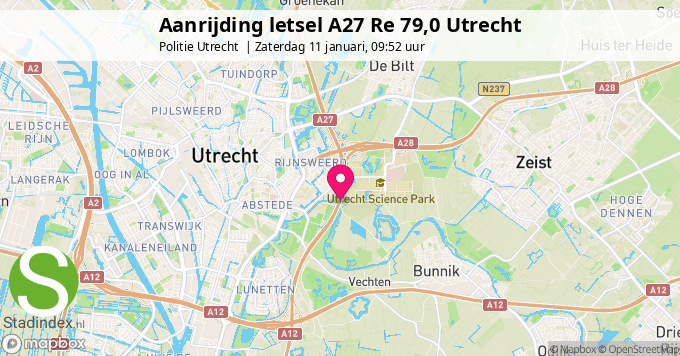 Aanrijding letsel A27 Re 79,0 Utrecht