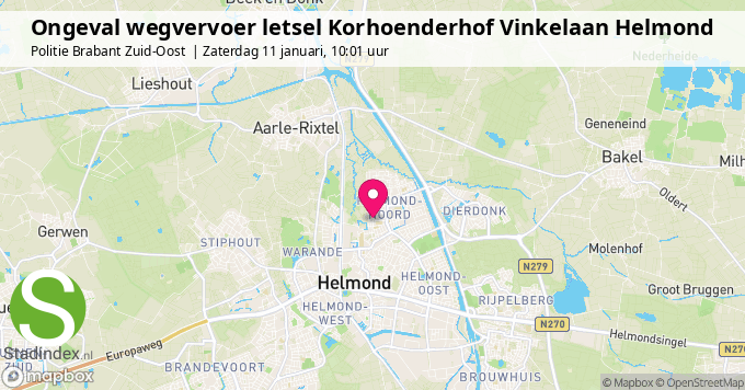 Ongeval wegvervoer letsel Korhoenderhof Vinkelaan Helmond