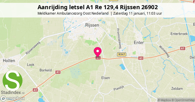 Aanrijding letsel A1 Re 129,4 Rijssen 26902