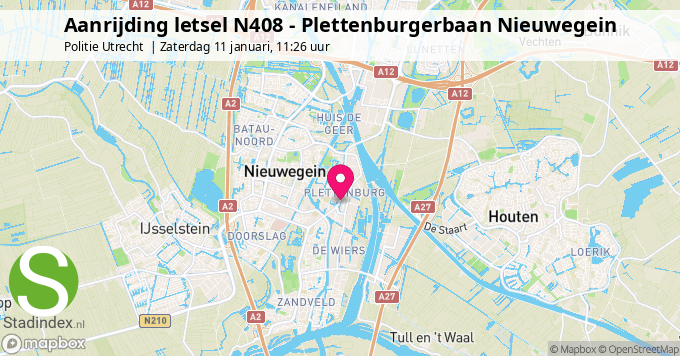 Aanrijding letsel N408 - Plettenburgerbaan Nieuwegein