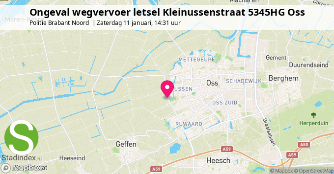 Ongeval wegvervoer letsel Kleinussenstraat 5345HG Oss