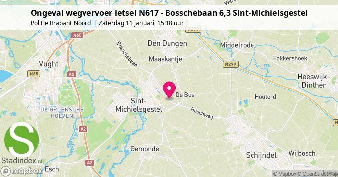 Ongeval wegvervoer letsel N617 - Bosschebaan 6,3 Sint-Michielsgestel