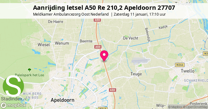 Aanrijding letsel A50 Re 210,2 Apeldoorn 27707