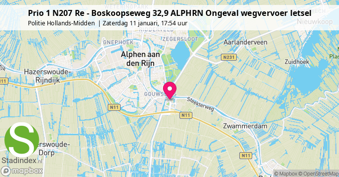 Prio 1 N207 Re - Boskoopseweg 32,9 ALPHRN Ongeval wegvervoer letsel