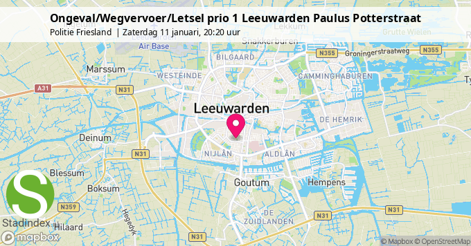 Ongeval/Wegvervoer/Letsel prio 1 Leeuwarden Paulus Potterstraat